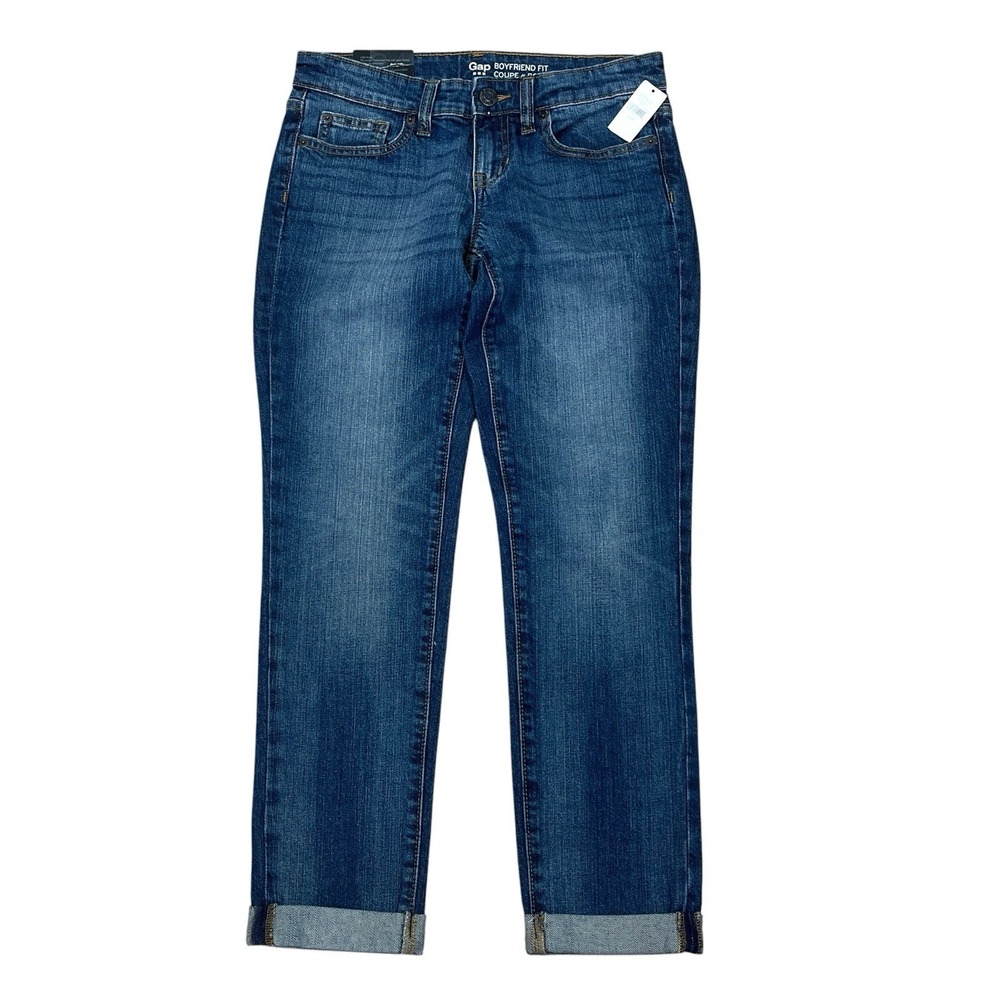 NWT GAP Boyfriend Fit‎ Jeans Womens 0/25 Medium Wash Blue Denim Relaxed Low-Rise